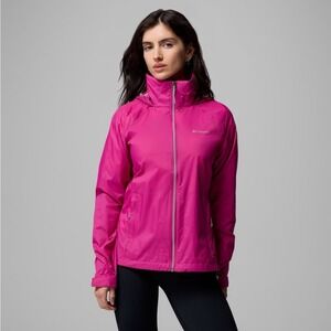 Columbia Switchback IV Rain Jacket Fuchsia Pink Women's Large Hooded Windbreaker